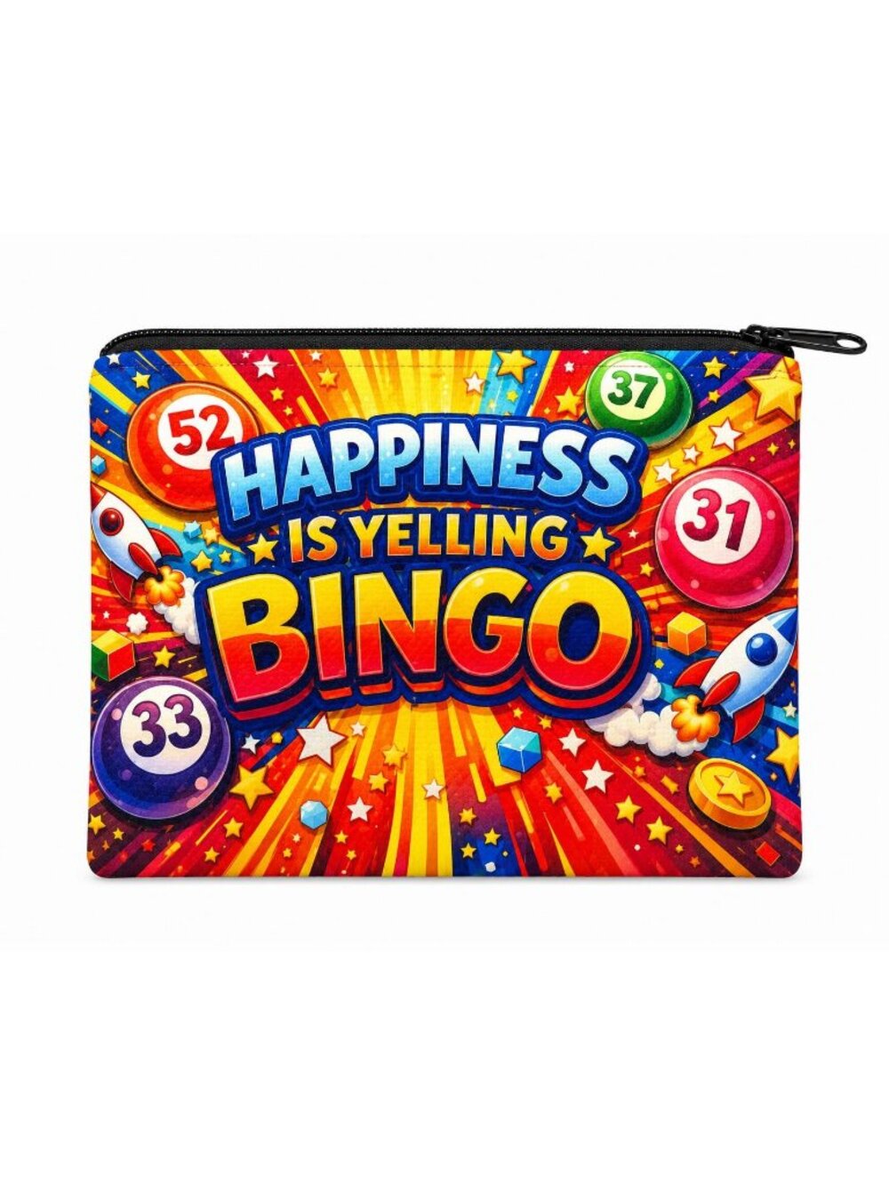 Colorful bingo-themed personal item case